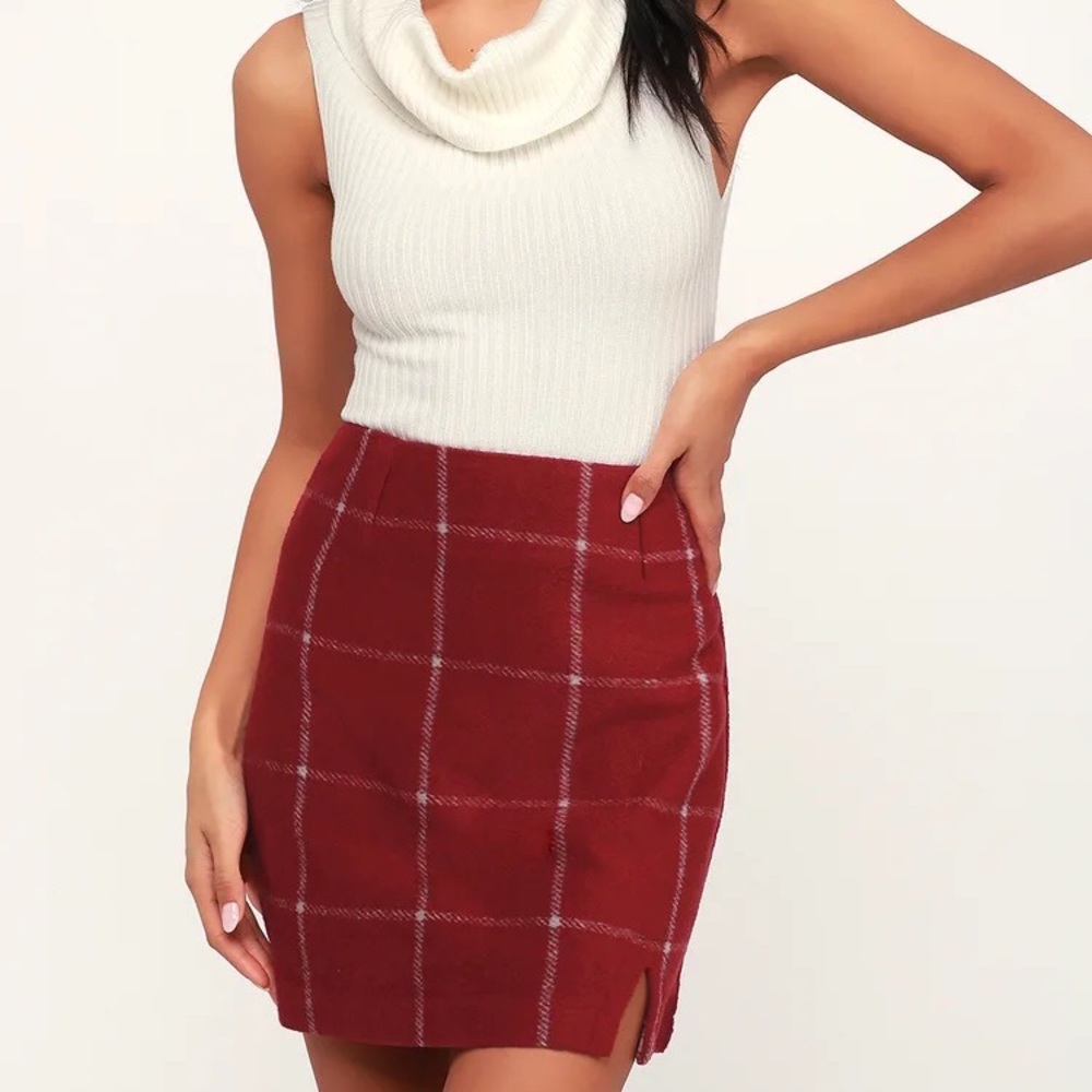 Spence Wine Red Plaid Mini Skirt Lulus NWOT